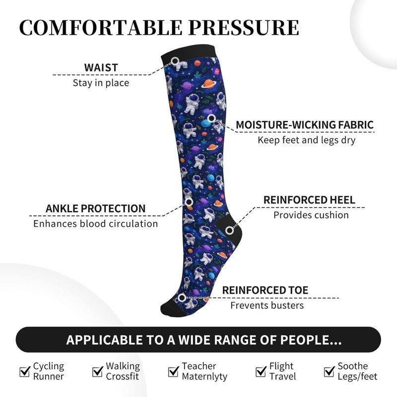 thmnj Compression Socks Knee High Support Socks for Women Men Circulation Stockings for Athletic Running Cycling Flying - Image 4